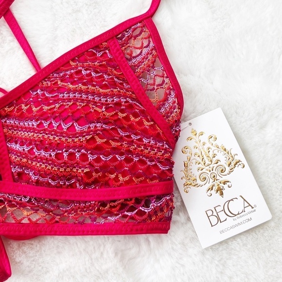 NWT Becca Ascend Grabiella Crochet Cross Back Bikini Top - Picture 6 of 8